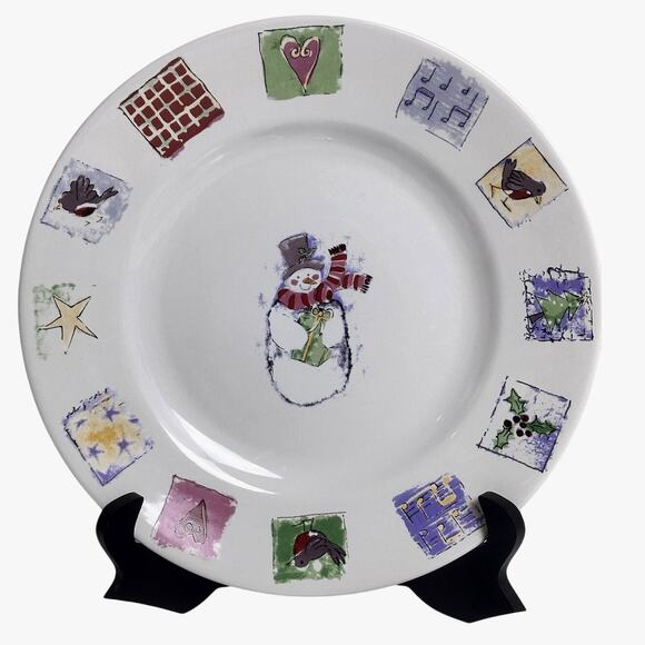 Gibson Concord Collection 2001 Snowman Patchwork 3-PC Place Setting-Excellent - Picture 2 of 8